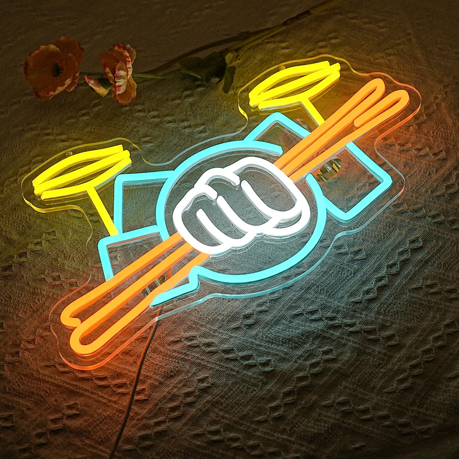 Drum Set Neon Sign USB Powered - Musical Instrument With A ulasan dan harga