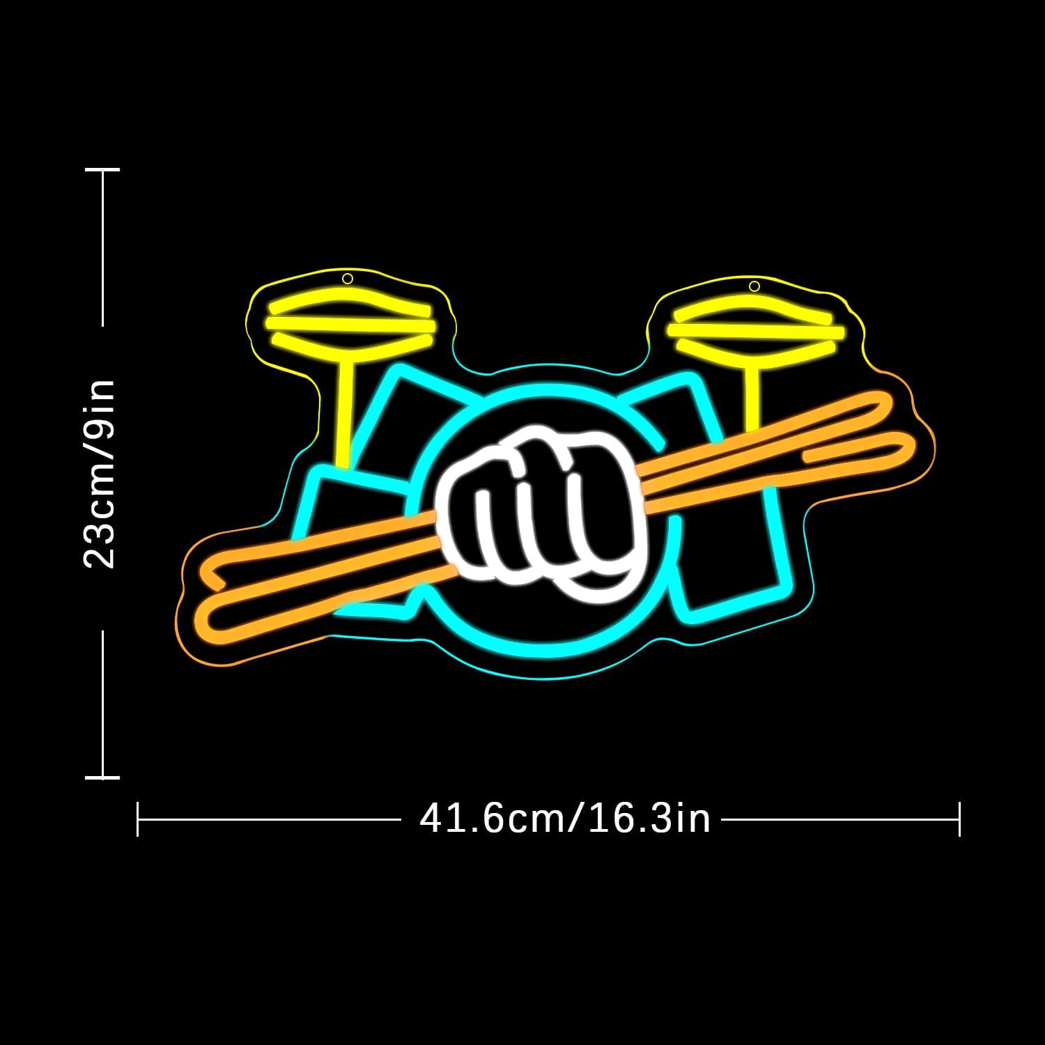 Drum Set Neon Sign USB Powered - Musical Instrument With A ulasan dan harga