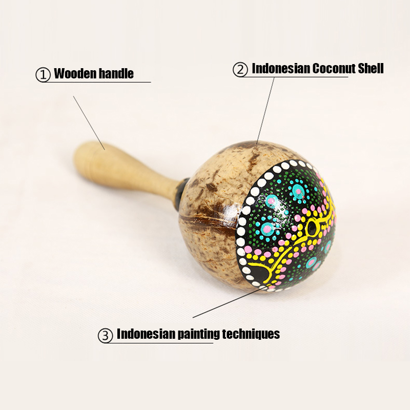 Painted Coconut Shell Maracas  - Musical Instrument Maraca ulasan dan harga